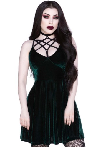 Magica Skater Dress [EMERALD] | L / Green / 95% Polyester 5% Elastane