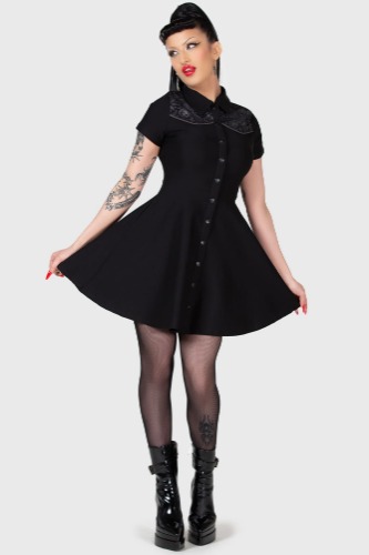 No Where's Ville Skater Dress | L / Black / 72% Viscose 24% Polyamide 4% Elastane