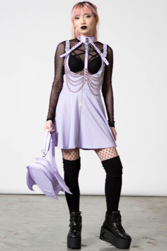Suspend Me Statement Skirt [PASTEL LILAC] | L / Lilac / 60% Rayon 35% Nylon 5% Elastane