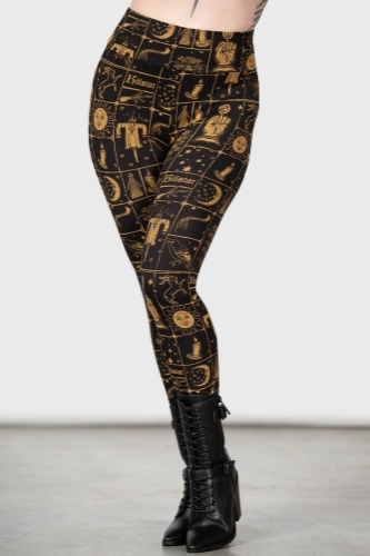 Folk Horror Leggings | L / Black / 95% Viscose 5% Elastane