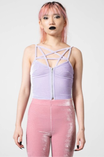Lost In Sin Zip Top [PASTEL LILAC] | L / Lilac / 95% Polyester 5% Elastane