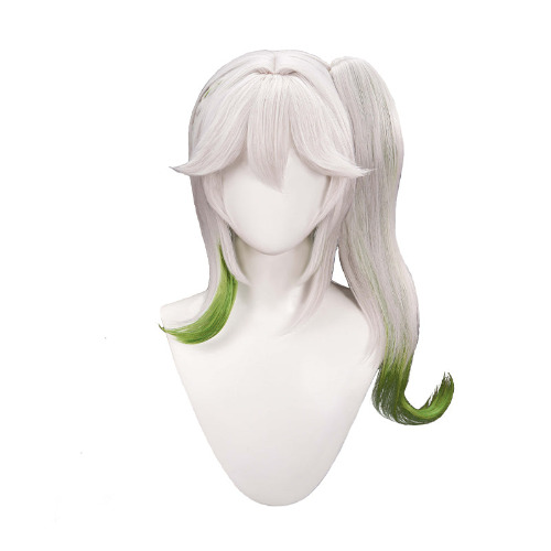 【Ready For Ship】DokiDoki Game Genshin Impact Cosplay Kusanari Nahida Cosplay Wig Short Version Silver Green | Kusanari Nahida Wig Only