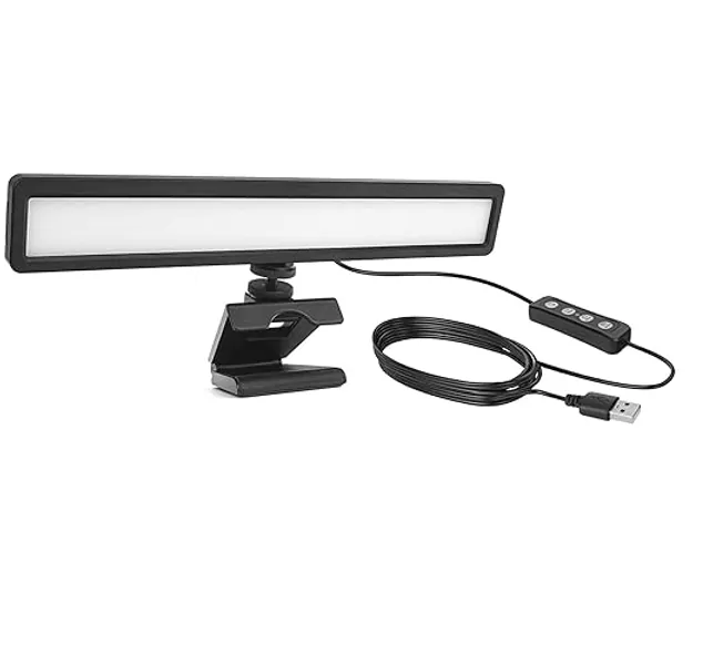 USB LED Streaming Licht 9W LUXCEO,66 Lampenperlen Videolicht,mit Desktop-Stativ&Clip(2500-9000K,CRI 95+) Beleuchtung für Fotostudios,Tiktok,Live-Streaming,YouTube,Videokonferenz - Verbesserter Clip