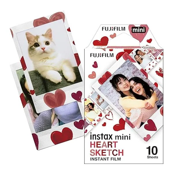 INSTAX Mini Film Heart Sketch - 10 shot, Hearts border