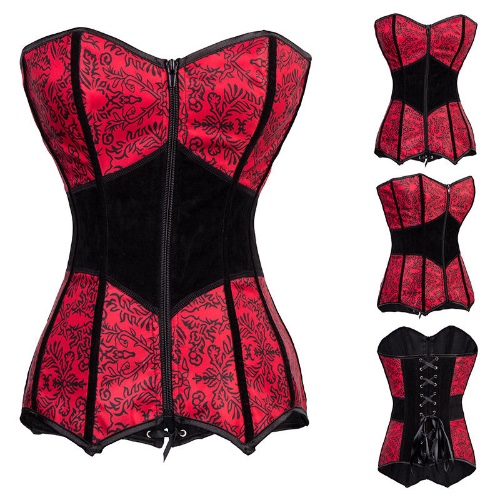 Gothic Mature Red Corset Top - black / M