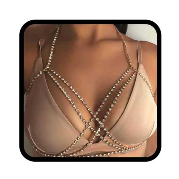 Victray Women Rhinestone Body Chains Crystal Body Jewelry Fashion Bra Chain