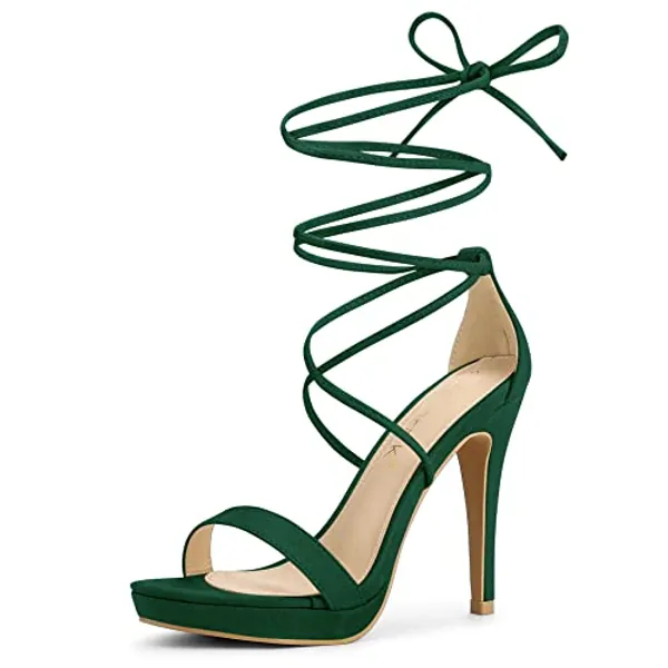 Allegra K Women's Platform Stiletto Heels Lace Up Sandals