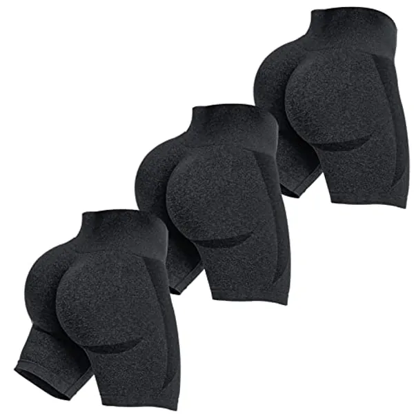 ZXQUII 3 Piece Seamless Workout Shorts for Women High Waist Scrunch Butt Lifting Tummy Control Yoga Gym Athletic Biker Shorts