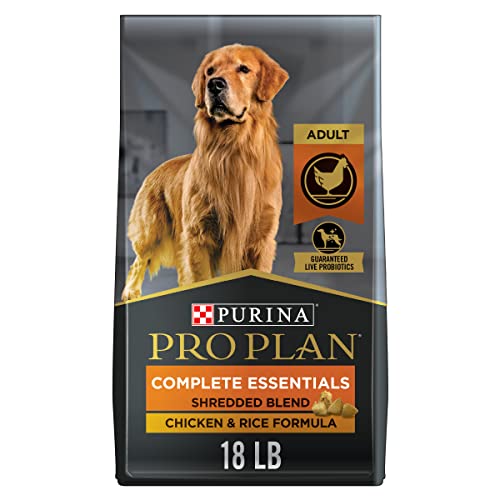Purina Pro Plan High Protein Dog Food With Probiotics for Dogs, Shredded Blend Chicken & Rice Formula - 18 lb. Bag - Chicken & Rice - 18 Pound (Pack of 1)