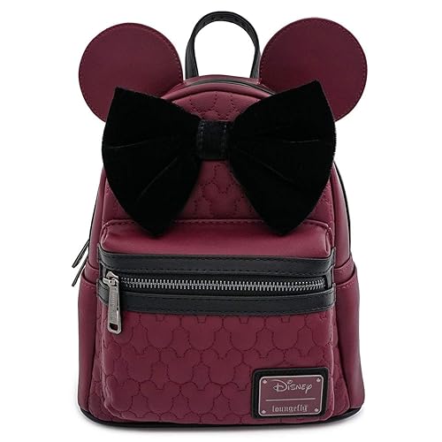 Loungefly Minnie Mouse Maroon Quilted Womens Double Strap Shoulder Bag Purse