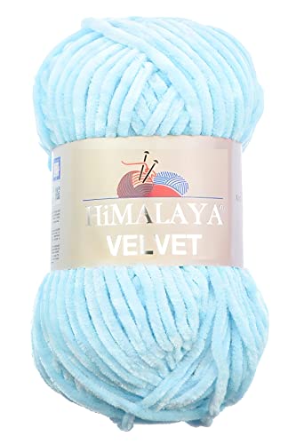 Strickfein Himalaya Dolphin Velvet Wolle Garn Baumwolle Strickwolle zum Stricken häkeln 90006 Babyblau - 90006 Babyblau