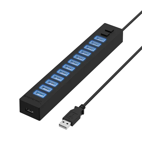SABRENT 13 Port High Speed USB 2.0 Hub with Power Adapter and 2 Control Switches (HB-U14P) - 13-Port