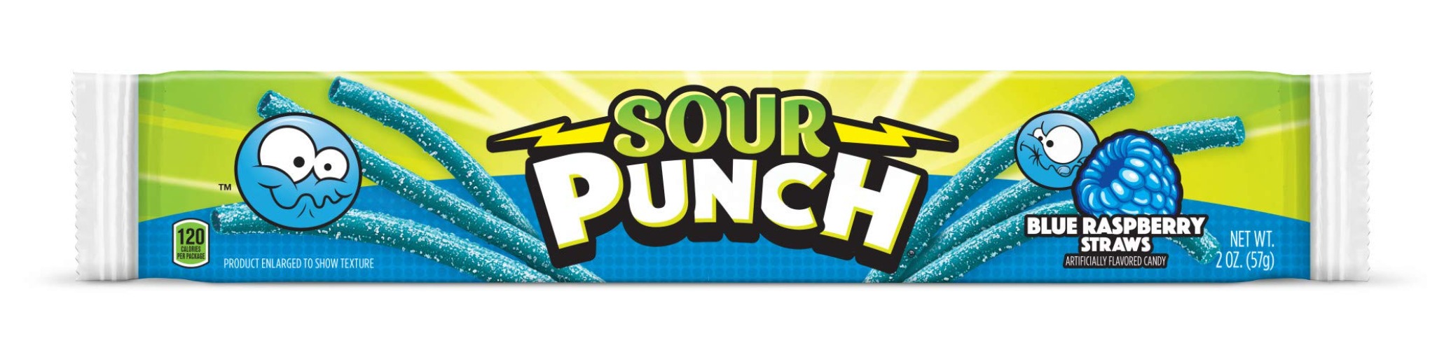 Sour Punch Straws, Sweet & Sour Flavored Soft, Chewy Candy, Tray, Blue Raspberry , 2 Ounce (Pack of 24) - Blue Raspberry - 2 Ounce (Pack of 24)