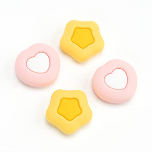 GeekShare Cute Silicone Joycon Thumb Grip Caps, Joystick Cover Compatible with Nintendo Switch/OLED/Switch Lite,4PCS - Cream Heart - Pink