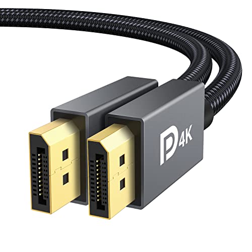 IVANKY VESA Certified DisplayPort Cable, 6.6ft DP Cable 1.2,[4K@60Hz, 2K@165Hz, 2K@144Hz], Gold-Plated Braided High Speed Display Port Cable 144Hz, for Gaming Monitor, Graphics Card, TV, PC, Laptop - 6.6 Feet - 4K-1Pack - Grey