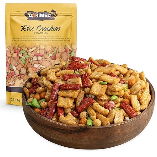 Snack Salati Di Riso, Salatini Orientali Crackers Rigato Mix [1Kg] Perfetto Per Aperitivo, Stuzzichini Croccanti Con Sale. Gusto Paprika Dolce, Qualità Di Prima Scelta Gustosa e Squisita - Dorimed