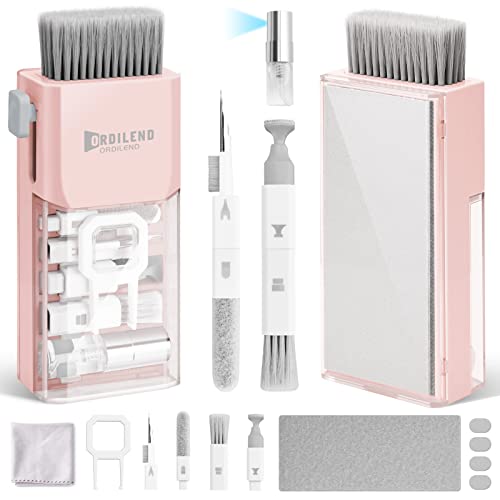 Ordilend 10 in 1 Kit Pulizia Tastiera pc Computer Laptop Spazzola Pulisci Schermo per airpods iphone ipad macbook Tablet Auricolari Bluetooth Smartphone Earbuds Headphones Fotocamera - Rosa