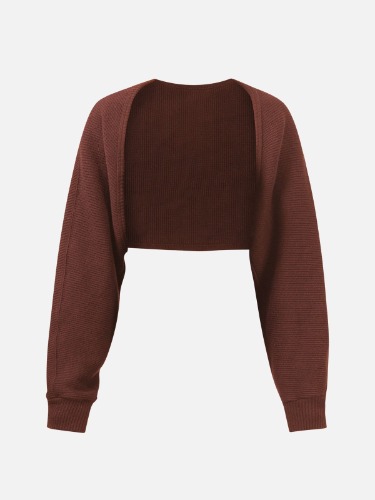Cropped Sweater Shrug Cardigan - Marron / M