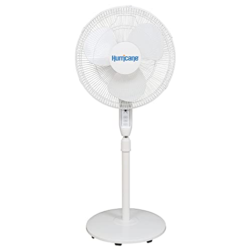 Hurricane Supreme Oscillating Stand Fan w/ Remote 16 in - White - Pedestal Fan - 16" White