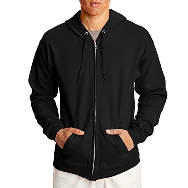 Hanes Men's Hoodie, EcoSmart Fleece Zip-Front Hooded Sweatshirt, Cotton-Blend Fleece Hooded Sweatshirt, Mid-Weight Zip-Up