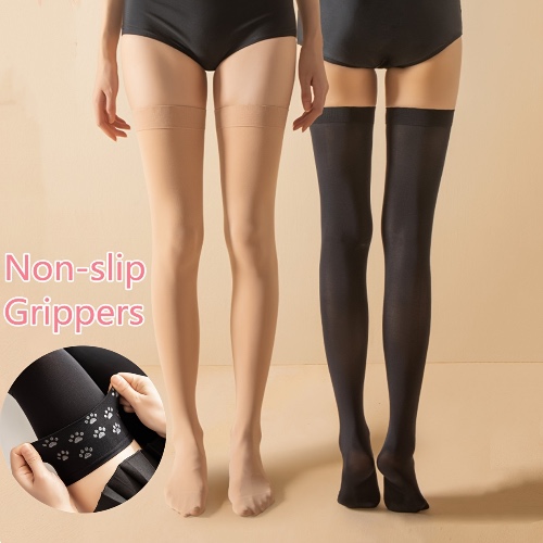 2 Pairs Solid Over The Knee Socks, Anti-slip Thigh High Stockings, Women's Stockings &amp; Hosiery