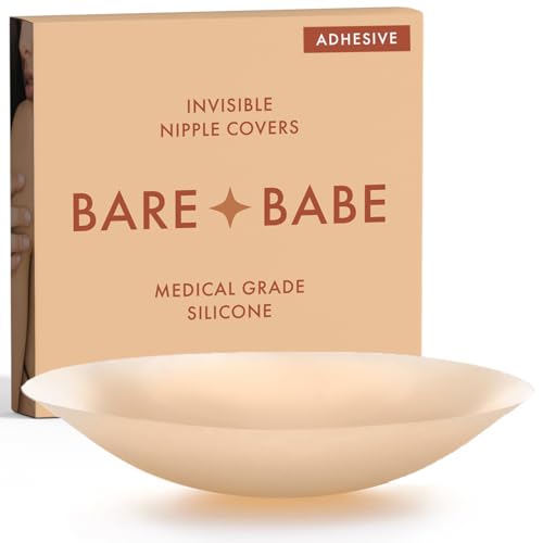 Bare Babe Reusable Silicone Nipple Covers - Waterproof, Nude, 4 Shades - Sticky Breast Stickers for Strapless Dress - Honey - Small (Fits AA-C)