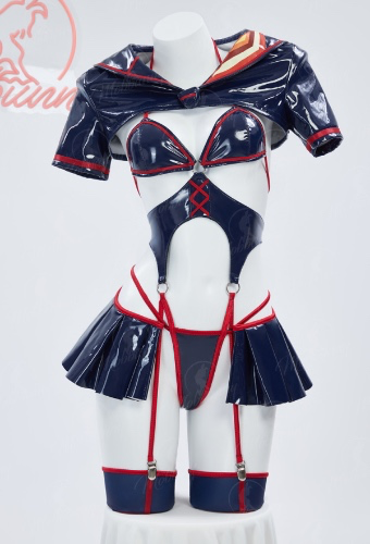 Ryuko Sexy Lingerie Set Cutout Bodysuit and Top with Hand Ring and Skirt