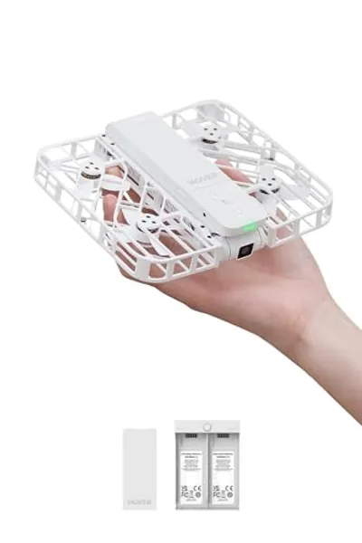 HOVERAir X1 Drone with Camera, Self-Flying Camera Drone with Follow Me Mode, Foldable Mini Drone with HDR Video Capture, Palm Takeoff, Intelligent Flight Paths, Hands-Free Control White (Combo)
