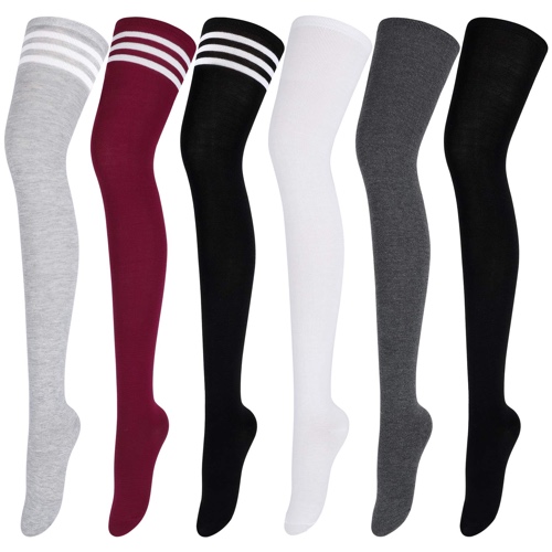 Aneco 6 Pairs Extra Long Socks Long Boot Stockings Thigh High Socks for Women