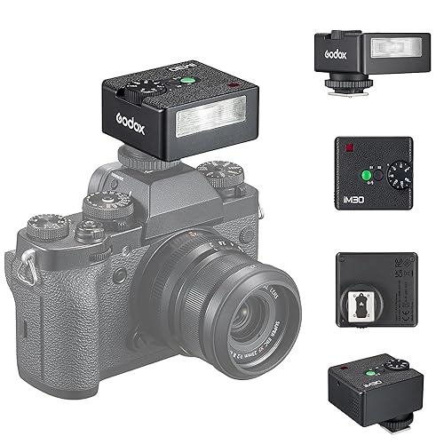 Godox iM30 Camare Flash,Mini Flash Speedlite,GN15 with 13 Levels Flash Power, CCT 6500K±200K with S1/S2 Optical Control for Fuji, for Canon, for Nikon, for Sony, for Olympus Camera