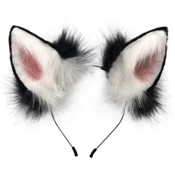 Fox Cat Long Fur Ears Hair Headwear Wolf Animal Anime Halloween Cosplay Costume