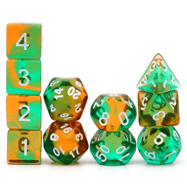 Haxtec 11 Pieces DND Dice Set Extra D6 D20 Polyhedral D&D 5e Dice for Roleplaying Dice Games Dungeons and Dragons-Translucent Amber Teal