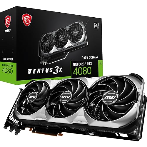 MSI GeForce RTX 4080 16GB VENTUS 3X OC Gaming Graphics Card - 16GB GDDR6X, 2550 MHz, PCI Express Gen 4, 256-bit, 3x DP v 1.4a, HDMI 2.1a (Supports 4K & 8K HDR) - RTX 4080 16GB VENTUS 3X OC