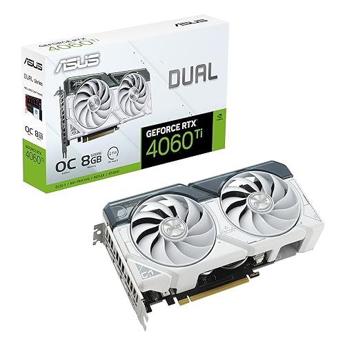 ASUS GeForce RTX 4060 TI DUAL EVO 8G OC WHITE Gaming Graphics Card - 2595MHz Boost Clock, GDDR6X, PCIe Gen 4, DLSS 3, 3x DP v 1.4a, HDMI 2.1a (Supports 4K & 8K HDR) - RTX 4060 TI 8G DUAL EVO OC WHITE