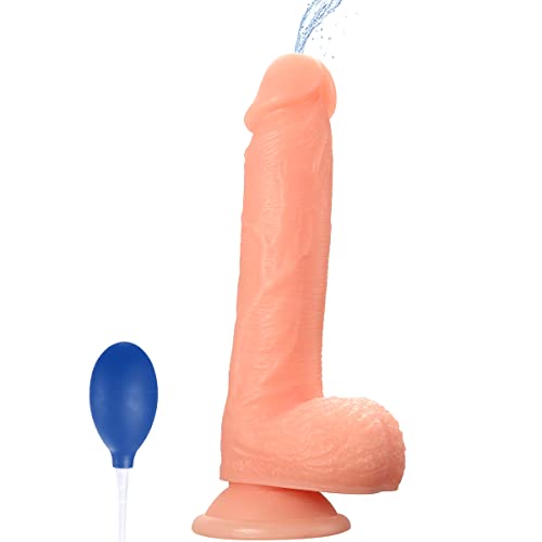 Realistic Squirting Dildo for Women, 8.5 inch G-Spot Anal Dildos, Women Sex Toys Ejaculating Dildo with Suction Cup for Women, Gay Solo or Couples Have Fun - 8.5in*1.5 in flesh color