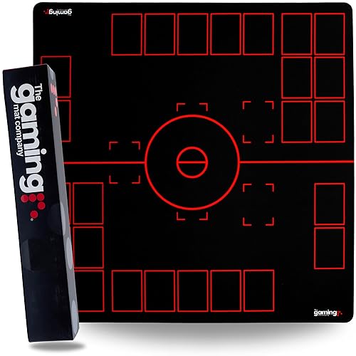 The Gaming Mat Company 2 Player Compatible Pokemon Playmat for Pokemon Cards - 28.35" x 28.35" x 0.16" Black & Red Battle Mat Stadium Board for Pokemon TCG Playmat Game & Pokemon Mat Trading Card - Pokemon V2 Black-red - 0.16" (4mm)