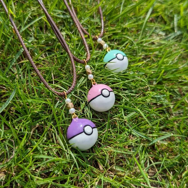 Pastel Pokeball pendant