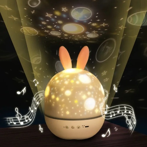 Rabbit Projector Lamp / Night Light with Music Box - Cute rabbit / USB without music