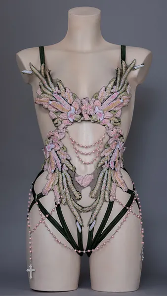 MAY QUEEN - Pastel & Pink Pearls Bodycage | UK 8-10