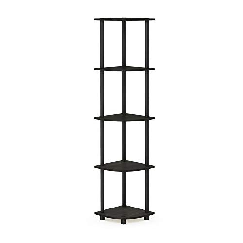 Furinno Turn-N-Tube 5 Tier Corner Display Rack Multipurpose Shelving Unit, 1-Pack, Espresso/Black - Espresso/Black - 5-Tier Round Tube - Shelving Unit