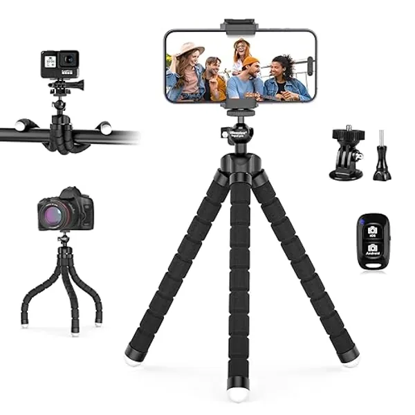 UBeesize Flexible Mini Phone Tripod, Portable and Adjustable Camera Stand Holder with Wireless Remote and Universal Clip, Compatible with Cellphones, Sports Cameras - Tripod pro