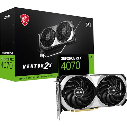 MSI GeForce RTX 4070 VENTUS 2X 12G OC Gaming Graphics Card - 12GB GDDR6X, PCI Express Gen 4, 192-bit, 3x DP v 1.4a, HDMI 2.1a (Supports 4K & 8K HDR) - GeForce RTX 4070 VENTUS 2X 12G OC