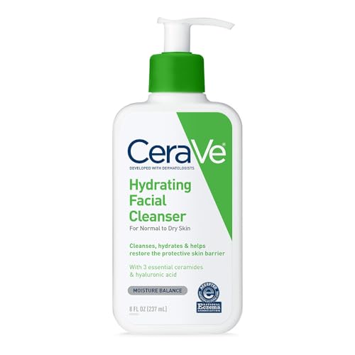 CeraVe Hydrating Facial Cleanser 16 oz for Daily Face Washing, Dry to Normal Skin (16) - Unscented - 236.6 ml (Pack of 1)
