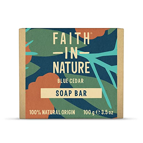 Faith In Nature Natural Blue Cedar Hand Soap Bar, Uplifting, Vegan & Cruelty Free, No SLS or Parabens, 100g - blue cedar - 100 g (Pack of 1)