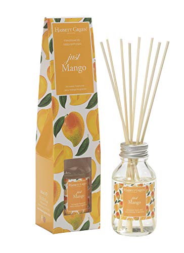 Hassett Green London - Just Mango - Fragrance Oil Reed Diffuser - 100ml Glass Bottle with 8 Rattan Reeds