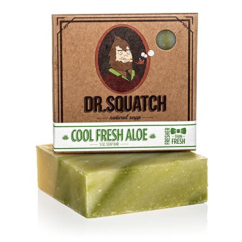Cool Fresh Aloe Soap for Men – Naturally Refreshing Aloe Vera Soap for Men with Organic Oils – Bar Handmade in USA by Dr. Squatch