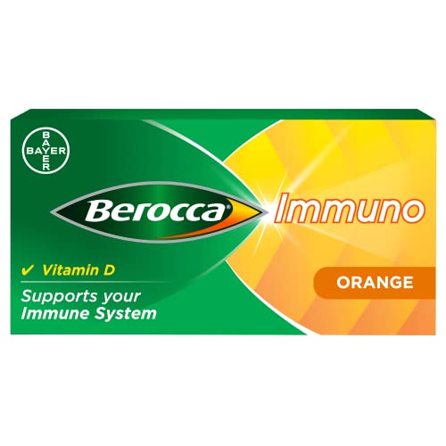 Berocca Immuno Effervescent Tablets, 11 Vitamins and Minerals, Including Vitamins D, C, A, B9, Zinc and Iron to Help Support Your Immune System and B6 and B12 Support Energy Release, Green, 30 Tablets - 30 Tablets