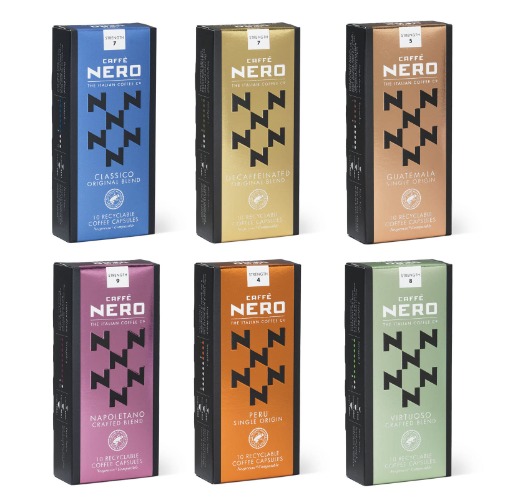 Caffè Nero - Discovery Box - Nespresso Compatible Capsules - Gift Set (Pack of 6, 60 Coffee Pods in Total)