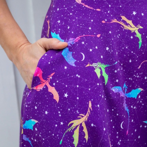 Adult "Star Fire" Stellar Dragons Sleeveless Dress with Pockets | 28-30