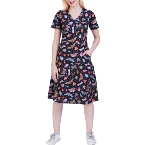 (Pre-order) Doodle Bugs A-Line Dress (With Waist Seam) | 3XL